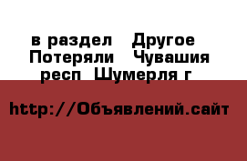  в раздел : Другое » Потеряли . Чувашия респ.,Шумерля г.